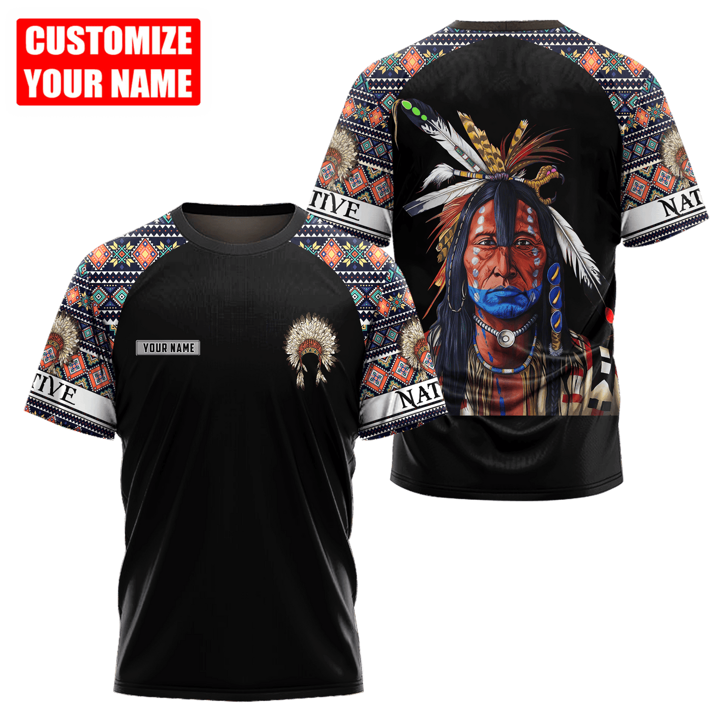 Customized Name Native American 3D All Over Printed Unisex Shirts