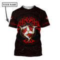 Custom name Celtic culture Triskelion Triple Red pattern 3D print shirts