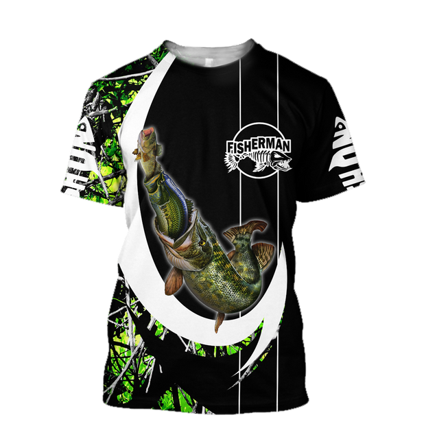 The great fish eats the small Green Camo Hook 3d print shirts