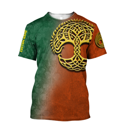 Irish St.Patrick day tree of life 3d hoodie shirt for men and women custom name