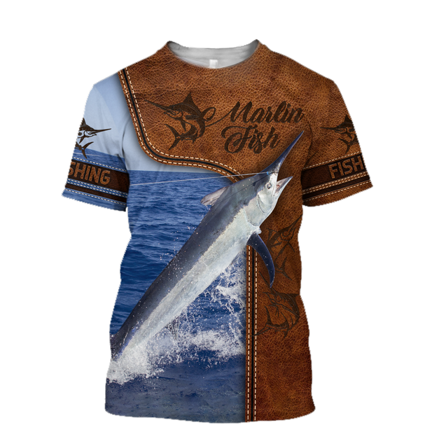 Marlin Fishing water camo Cosplay leather 3D print shirts