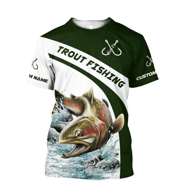 Custom name Trout gone fishing 3D printed shirts