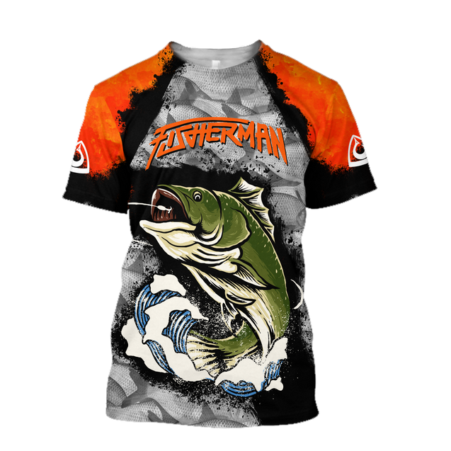 Fisherman Big Game Fishing Orange 3d print shirts