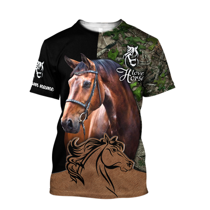 Love Horse Custom Name 3D All Over Printed Shirts
