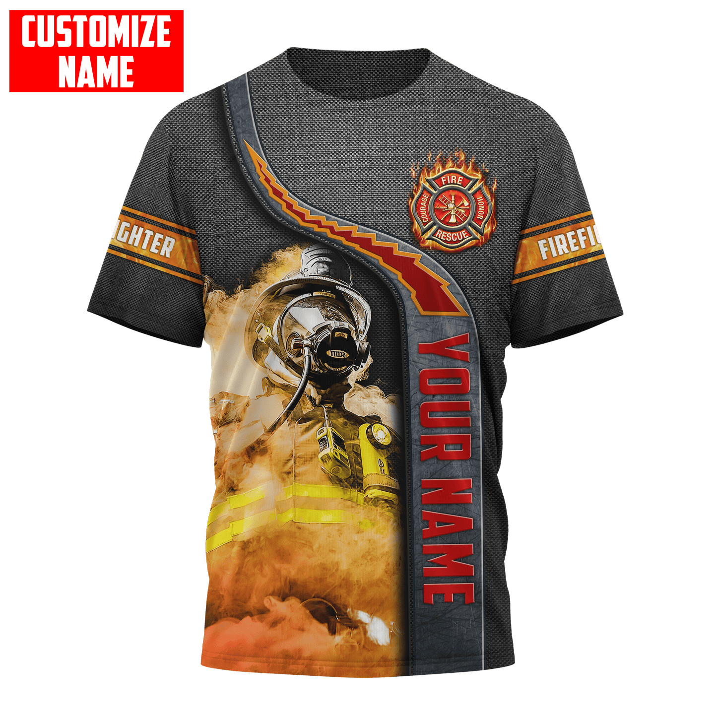 Customize Name Firefighter Combo T-Shirt And Board Short