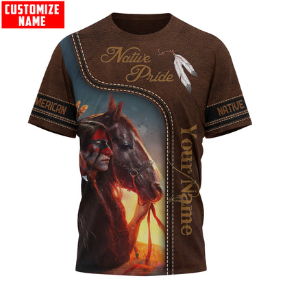 Customized name Native American 3D All Over Printed Unisex Shirts