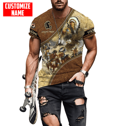 Customized name Eagle Chief Native Warrior American Spirit 3D All Over Printed Shirts