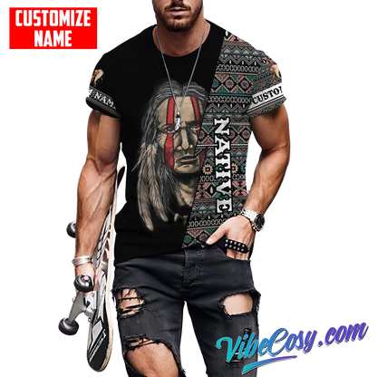 Customized Name Native American 3D All Over Printed Unisex Shirts