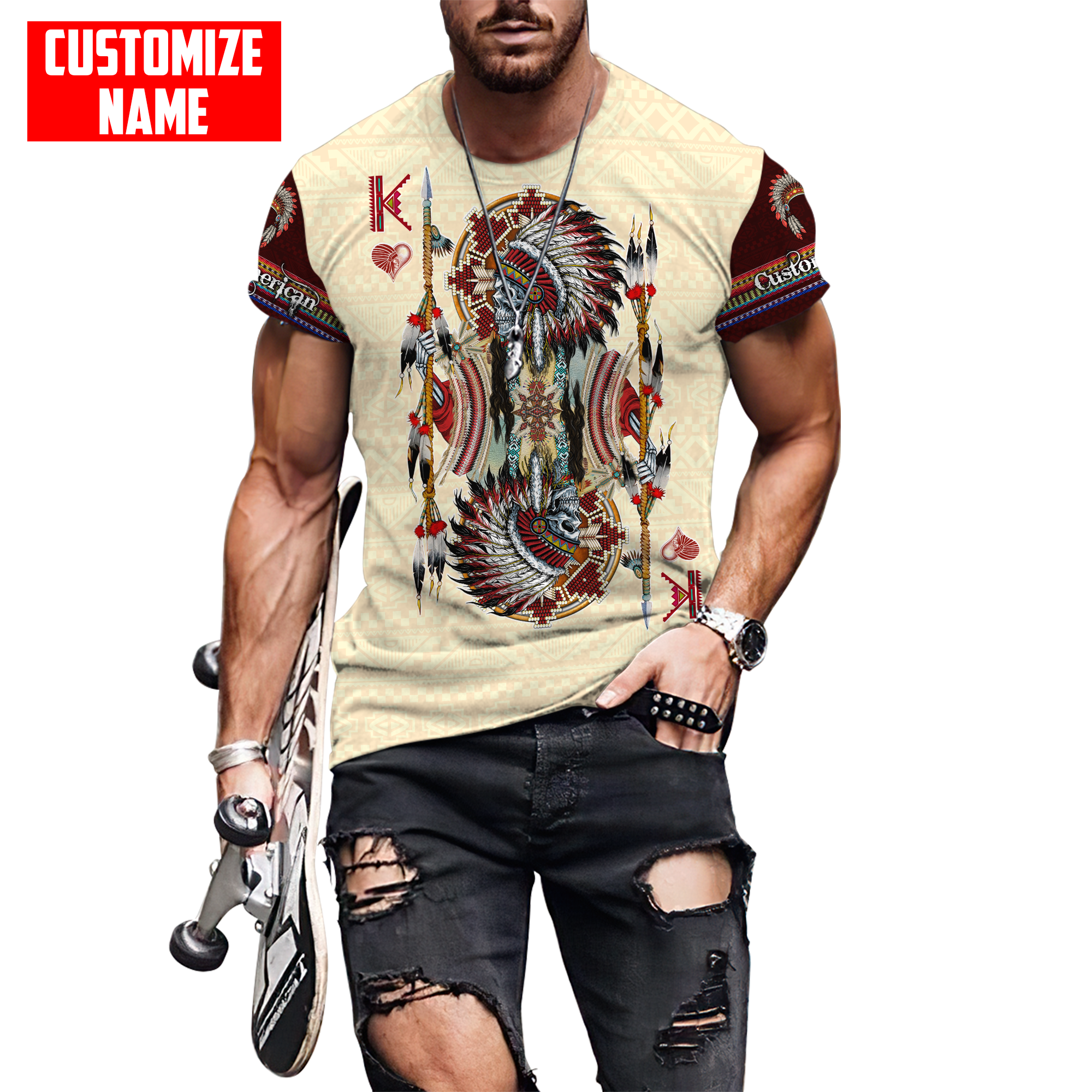 Customized name Native American 3D All Over Printed Unisex Shirts