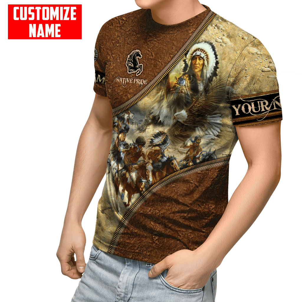 Customized name Eagle Chief Native Warrior American Spirit 3D All Over Printed Shirts