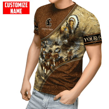Customized name Eagle Chief Native Warrior American Spirit 3D All Over Printed Shirts