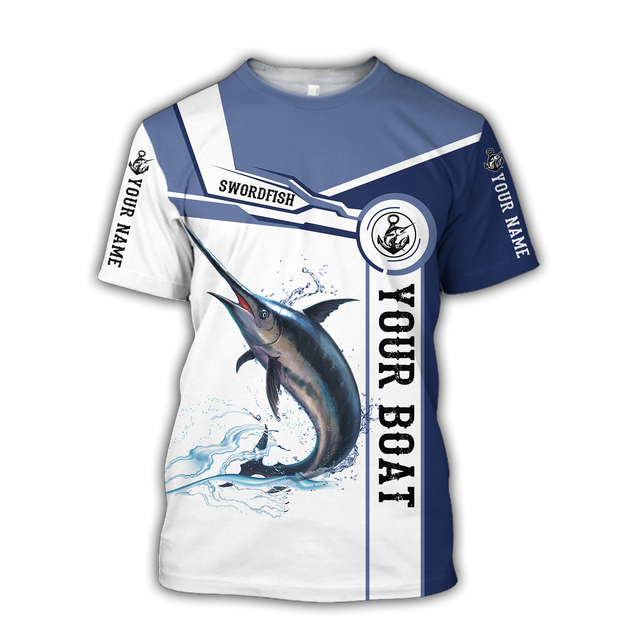 Custom name Swordfish fishing Catch and Release 3D Design print shirts