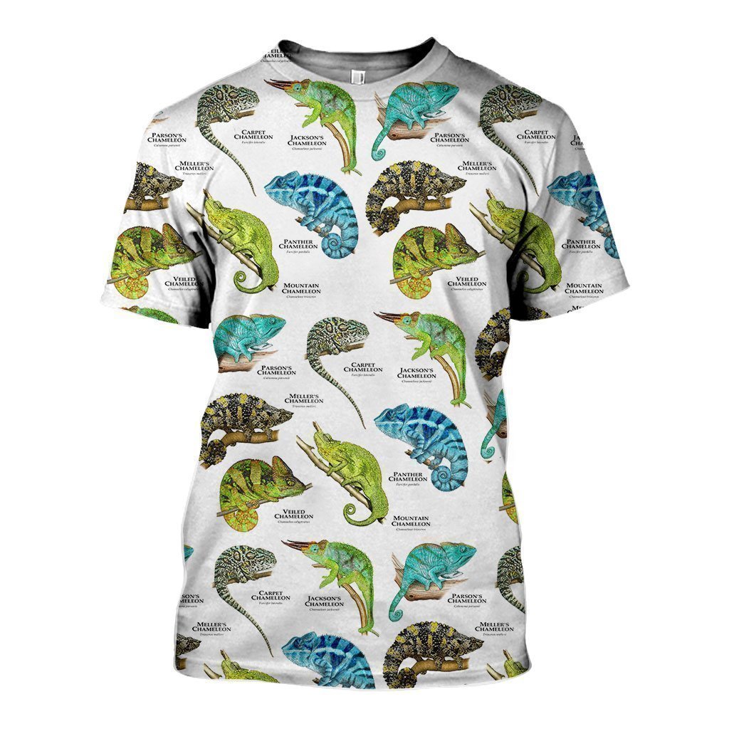 3D All Over Printed Chameleons of the World Shirts-Apparel-HP Arts-T-Shirt-S-Vibe Cosy™