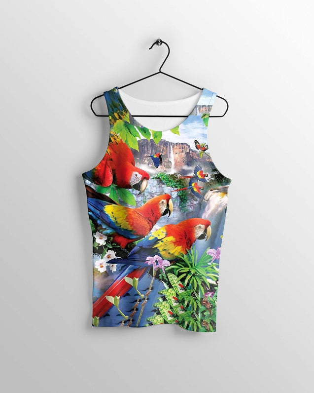 All Over Printed Parrots Shirts H405-Apparel-HbArts-Tank top-S-Vibe Cosy™