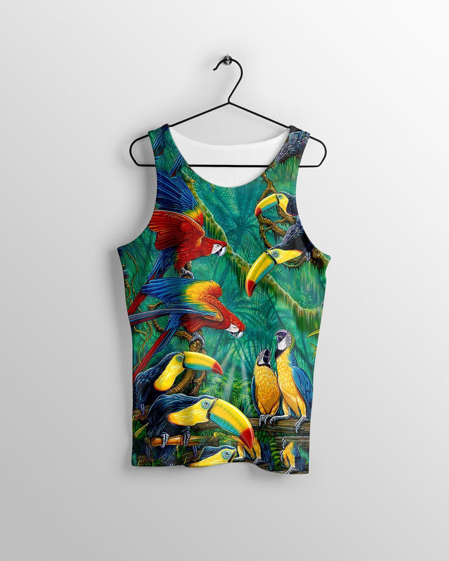 All Over Printed Parrots Shirts H227B-Apparel-HbArts-Tank top-S-Vibe Cosy™