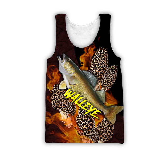 Walleye Fishing with morels mushrooms 3D all over printing shirts for men and women TR250201 - Amaze Style™-Apparel