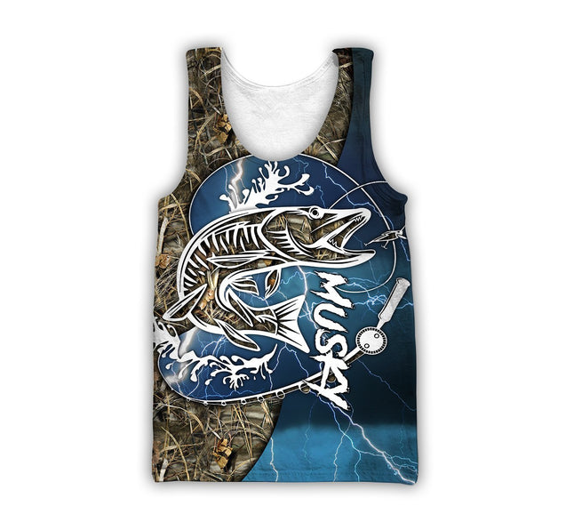 Musky Fishing huk up all Printing Shirts for men and women Blue TR021204 - Amaze Style™-Apparel