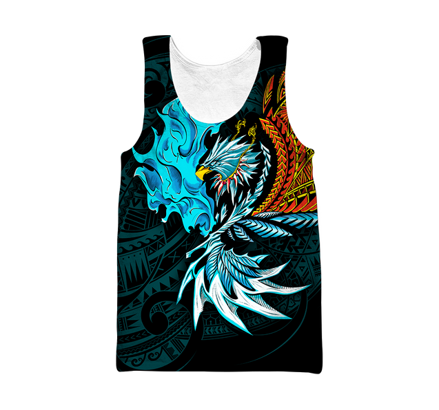 Amazing Eagle Warrior Polynesian 3D Tattoo Unisex Deluxe Hoodie ML