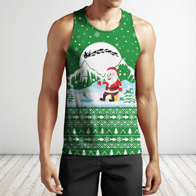 Santa Claus Goes Fishing For Xmas - Green version TR8602 - Amaze Style™-Apparel