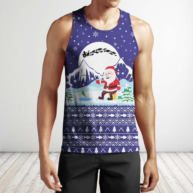 Santa Claus Goes Fishing For Xmas - Blue version TR8601 - Amaze Style™-Apparel