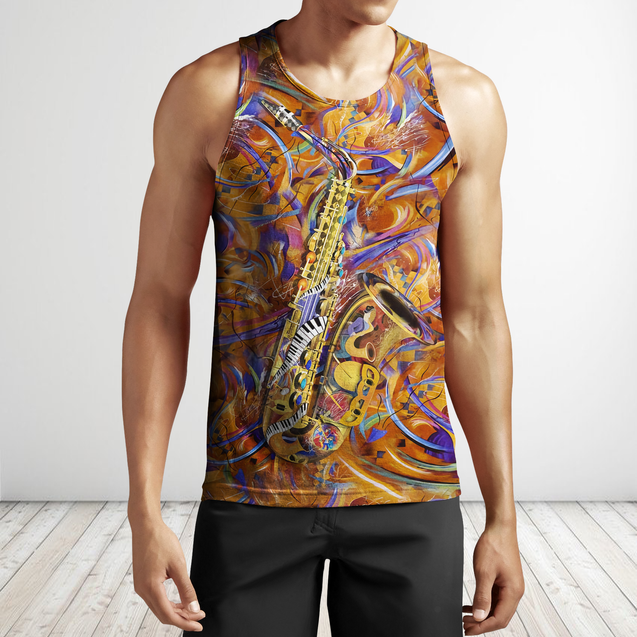 Saxophone music 3d hoodie shirt for men and women HG1144-Apparel-HG-Men's tank top-S-Vibe Cosy™