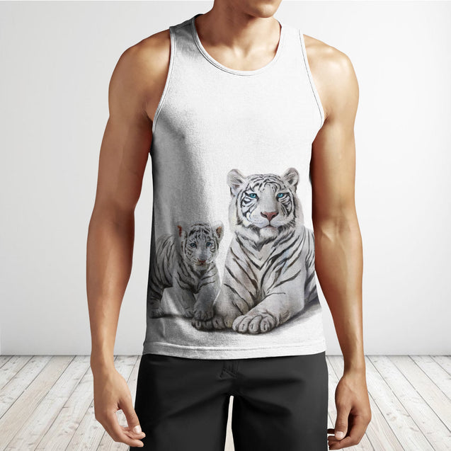 White Tiger Mom And Son Hoodie For Men And Women MH2108201-TQH