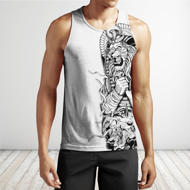 3D Tattoo Ancient Egypt Lion God Over Printed Shirt for Men and Women