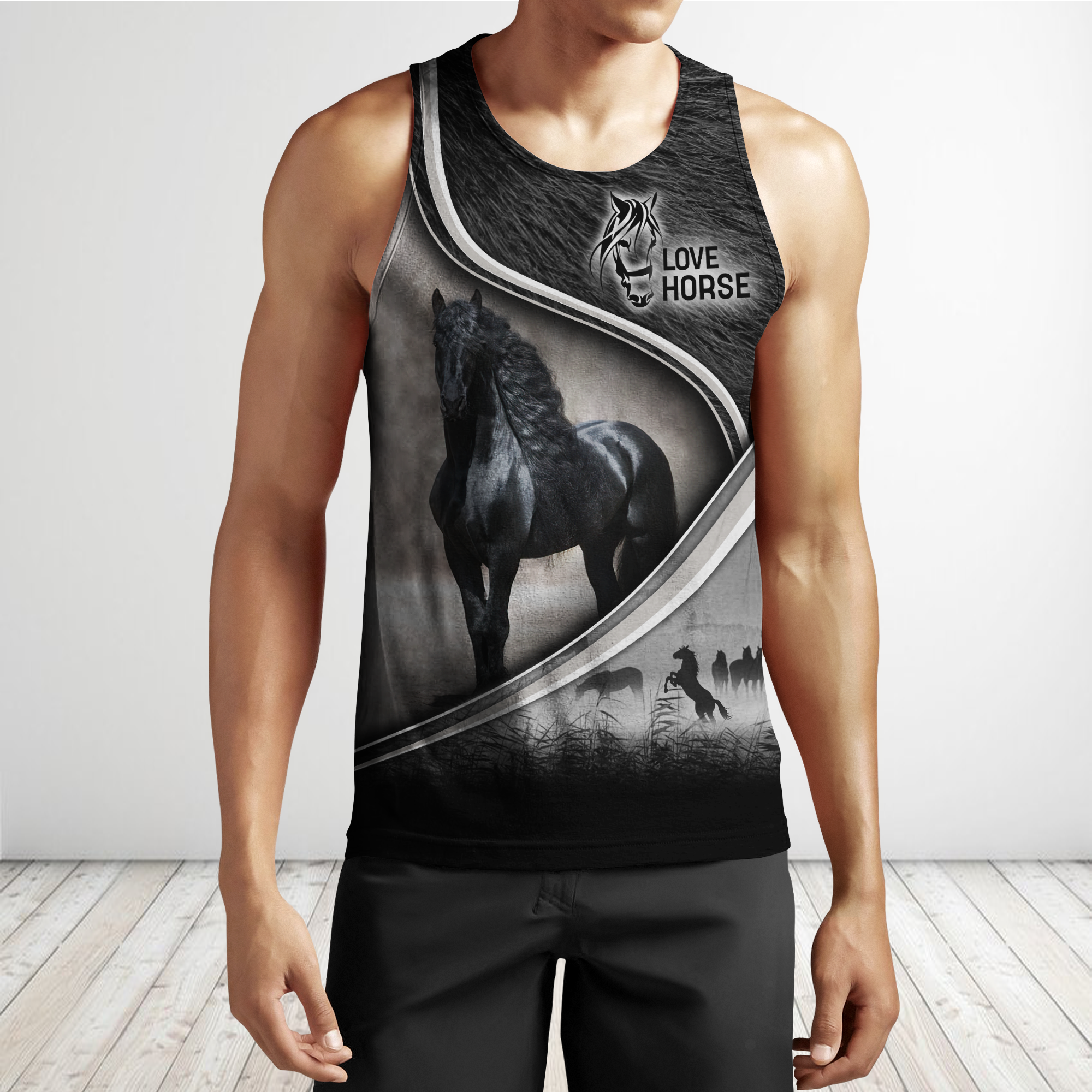 Black Horse 3D All Over Printed Shirts VP07102001