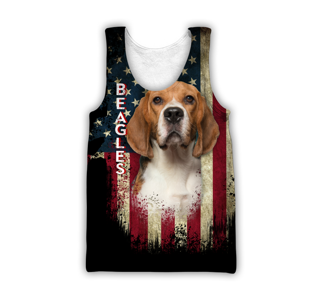 Beagles American Flag 3D All Over Print Hoodie