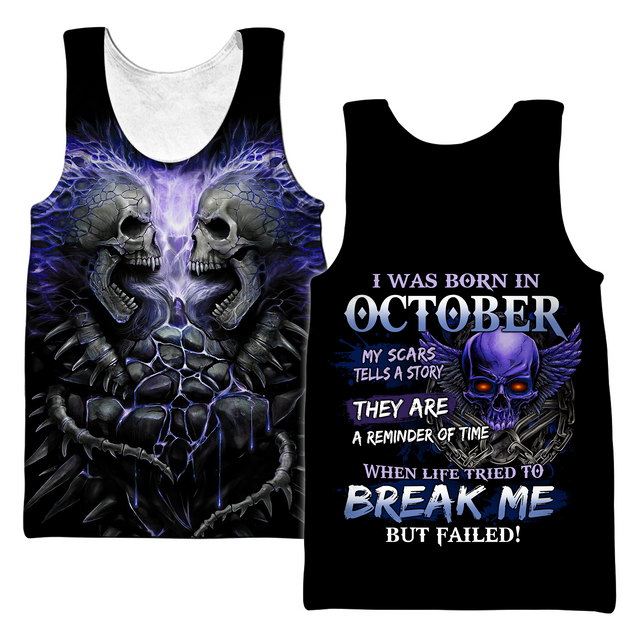 October Guy Skull 3D All Over Printed Shirts Pi24102010ST