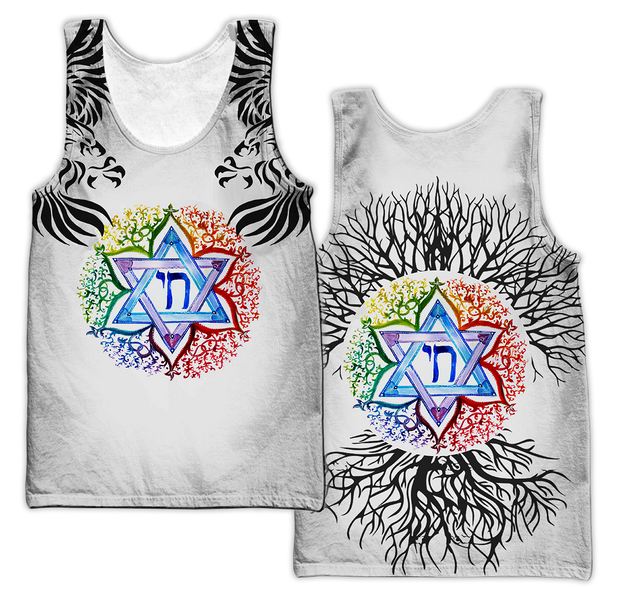 Premium Jewish Chai Symbol Star Of David All Over Printed Shirts For Hanukkah MEI