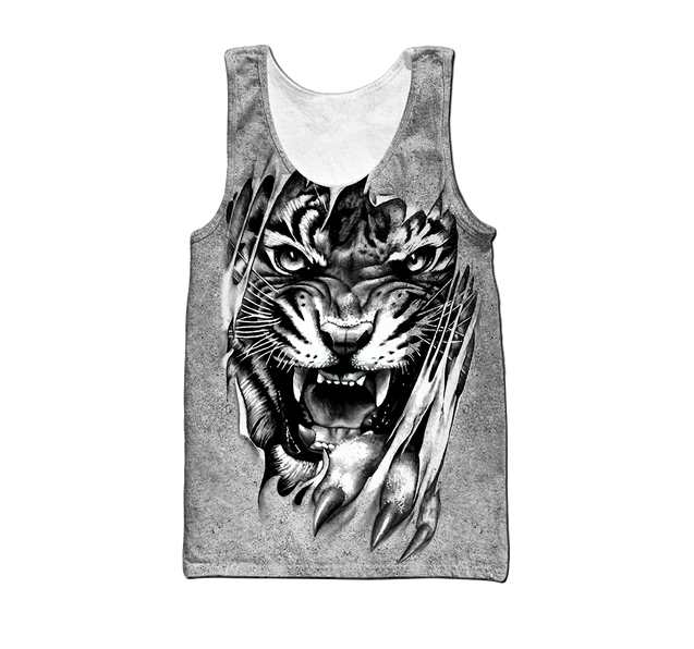 3D Tiger Tattoo Potrait  Over Printed Shirt for Men and Women