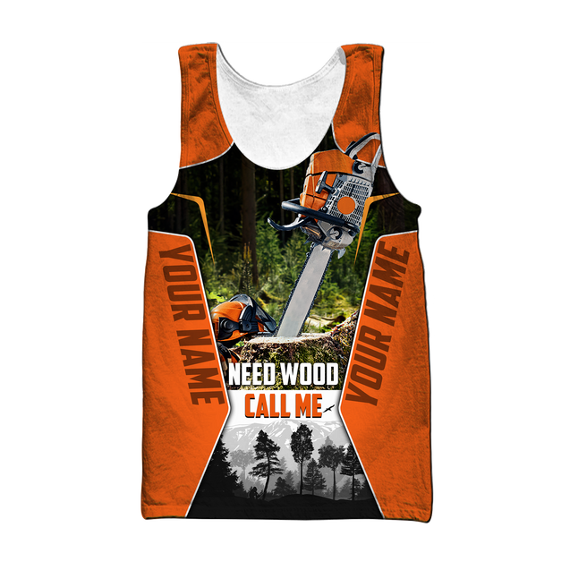 3D Chainsaw Logger Custom Name Unisex Shirts Pi16102002