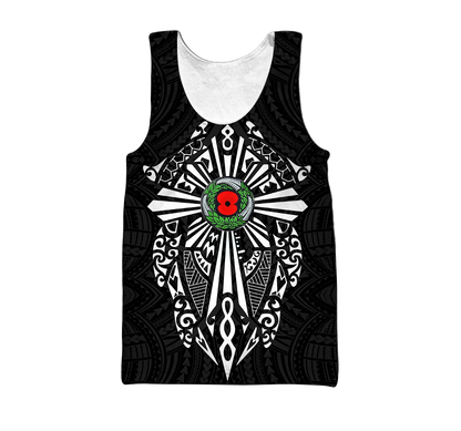 New zealand anzac, lest we forget maori cross tattoo 3d all over printed shirt and short for man and women MH3006201-Apparel-PL8386-Tank top-S-Vibe Cosy™