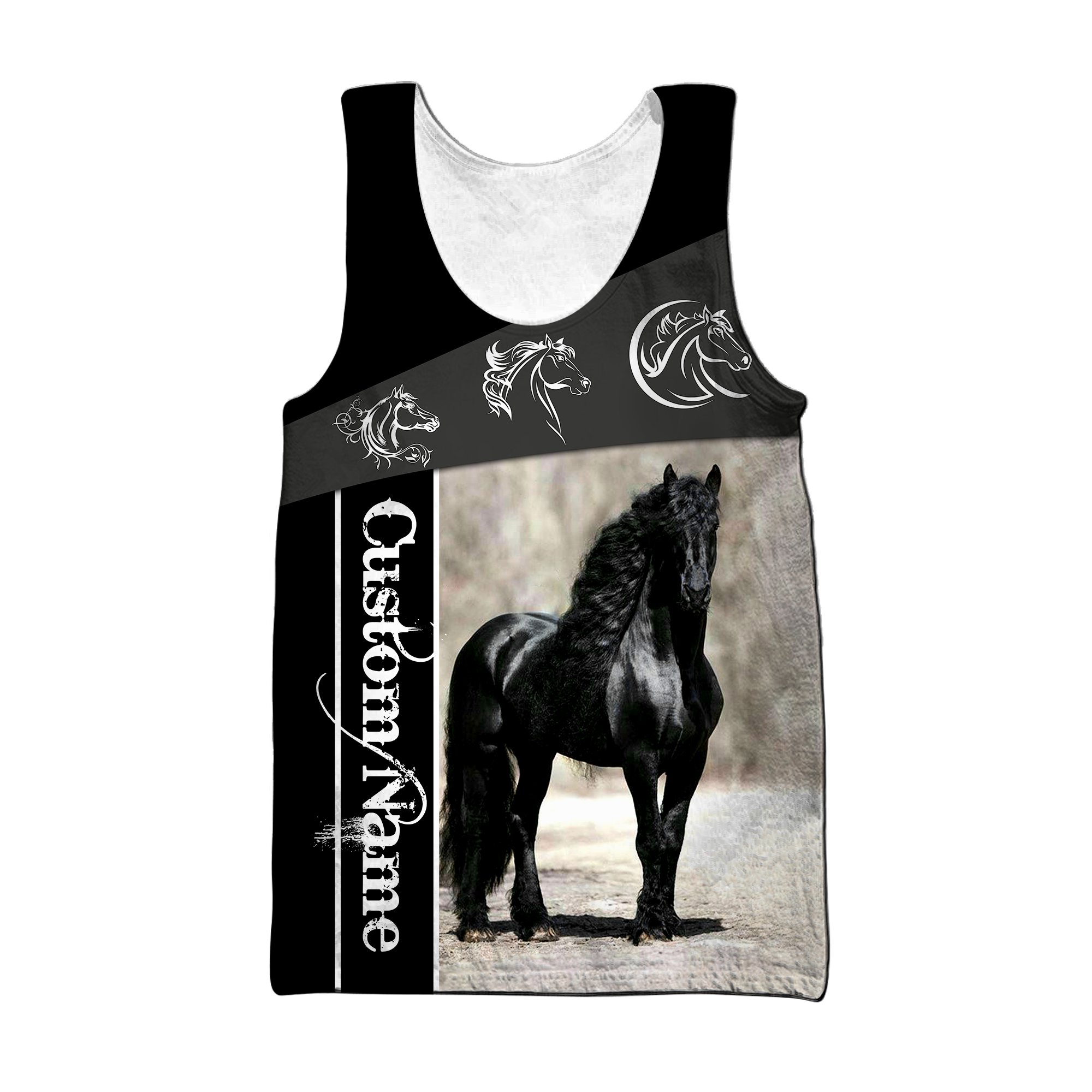 Black Horse Custom Name 3D All Over Printed Shirts TA09252001S