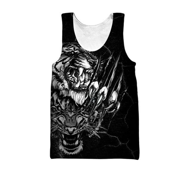 3D Tiger Tattoo Over Printed Shirt for Men and Women