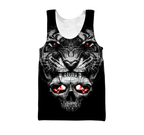 3D Tattoo Skull Tiger Over Printed Shirt for Men and Women