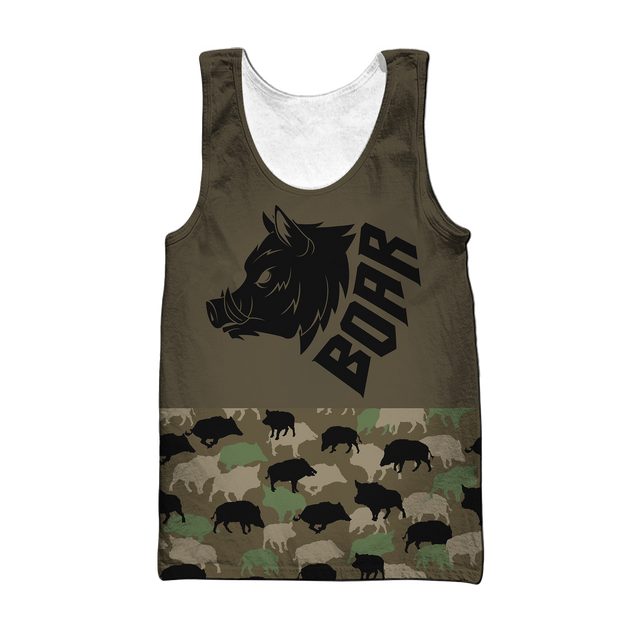 Boar Hunting Dark Green Camo 3D All Over Print  Hoodie