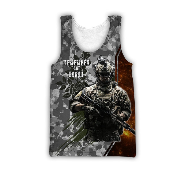 Memorial day Remember and honor the heroes 3D over printed shirts grey TR220403-Apparel-Huyencass-Tank Top-S-Vibe Cosy™