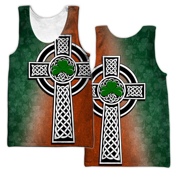 Irish Saint Patrick's Day Shamrock Celtic Cross Hoodie T-Shirt Sweatshirt-Apparel-NM-Men's tank top-S-Vibe Cosy™