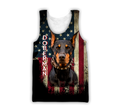 Doberman Pinscher American Flag 3D All Over Print Hoodie