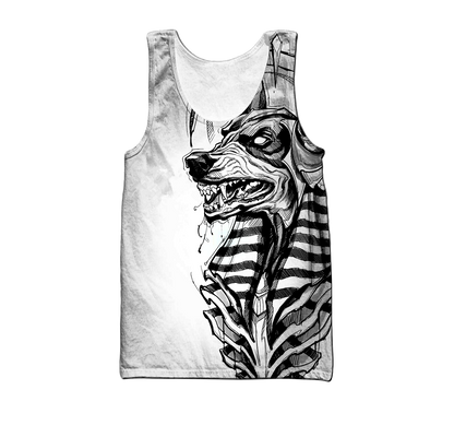 3D Ancient Egypt Anubis Tattoo Over Printed Shirt for Men and Women