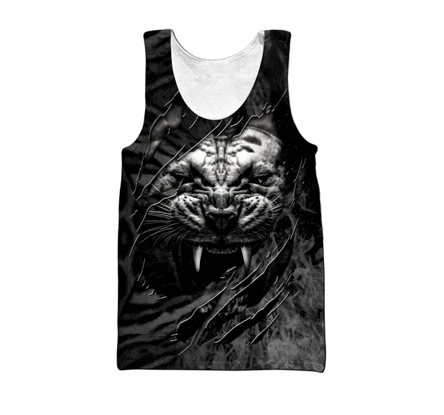 Warrior White Tiger Hoodie Over Printed for Men and Women