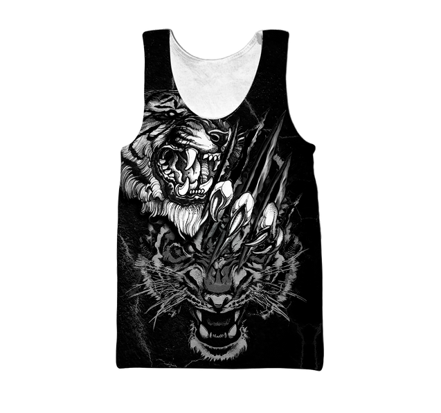 White Tiger 3D Tattoo Over Printed Shirt for Men and Women