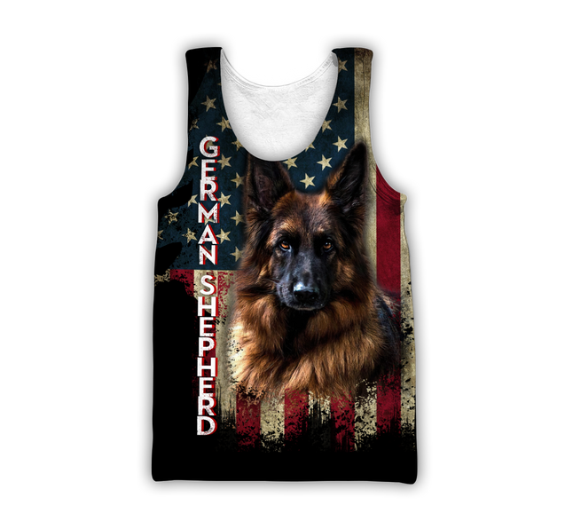 German Shepherd American Flag 3D All Over Print Hoodie