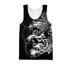 Three Gray Wolfs Tattoo 3D Over Printed Unisex Shirts