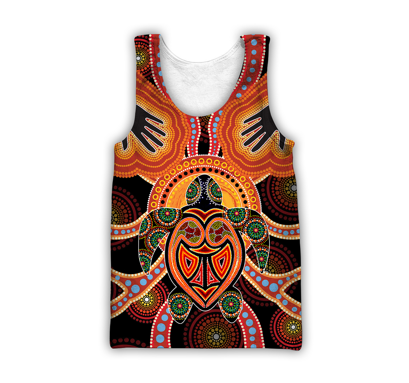 Aboriginal Turtle Touch the Sun Bedding Set, Australia Indigenous Painting Art shirts for men and women-Apparel-Huyencass-Tank Top-S-Vibe Cosy™