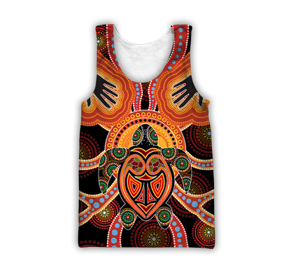 Aboriginal Turtle Touch the Sun Bedding Set, Australia Indigenous Painting Art shirts for men and women-Apparel-Huyencass-Tank Top-S-Vibe Cosy™