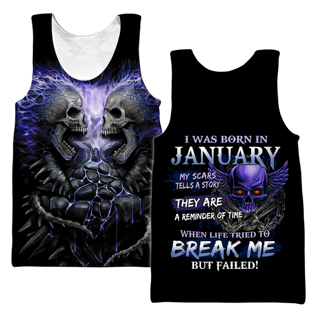 January Guy Skull 3D All Over Printed Shirts Pi24102001ST