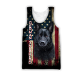 Black German Shepherd American Flag 3D All Over Print Hoodie